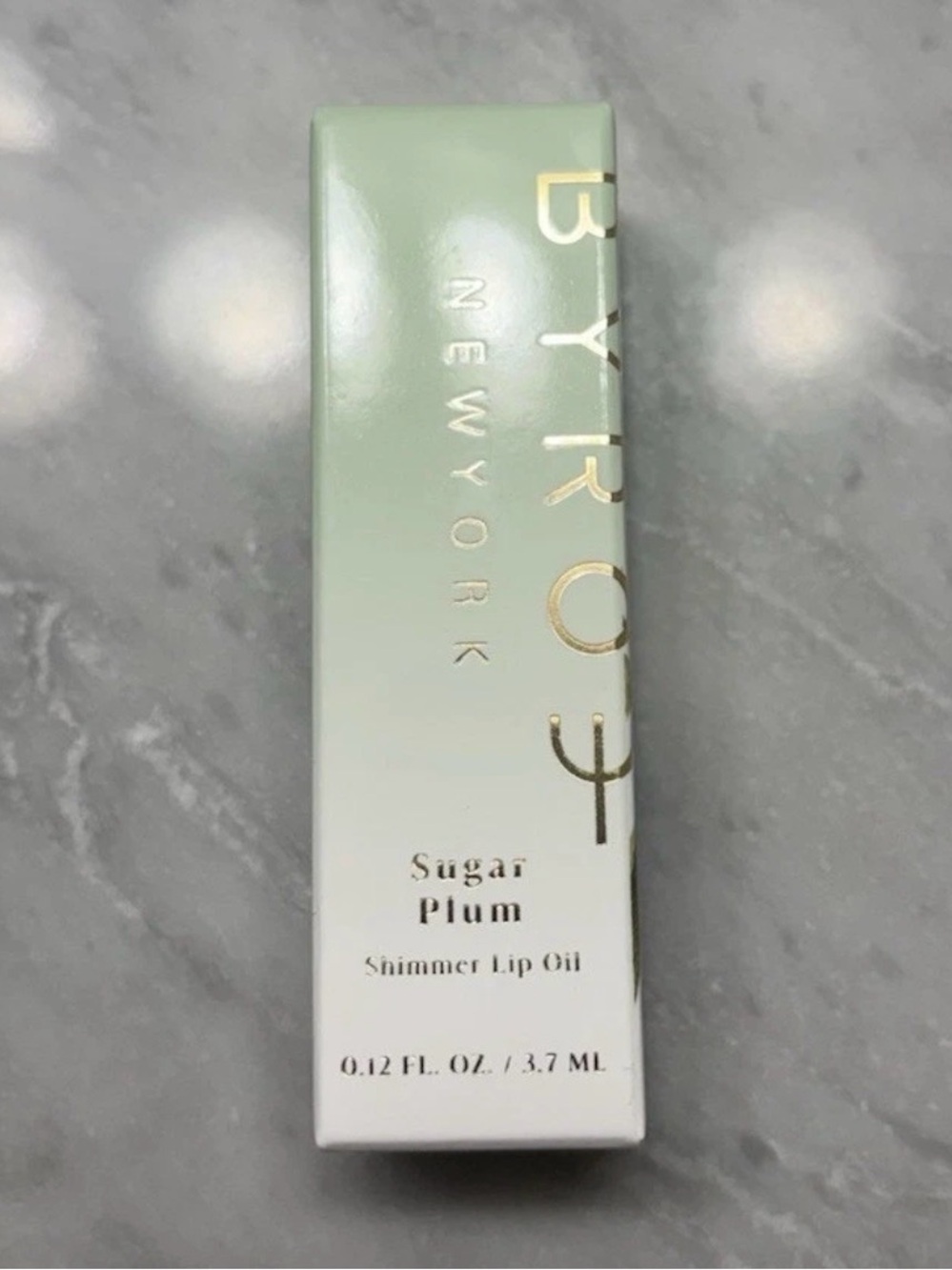 Byroe Sugar Plum Shimmer Lip Oil - Mint Green & White Packaging